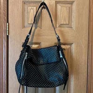 Aimee Kestenberg Bali double entry satchel- black with silver studs